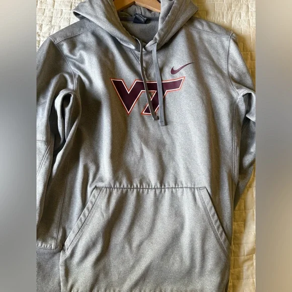 Nike Virginia Tech Hoodie Grey Hoodie Men or Women’s Small Maroon - Picture 4 of 5